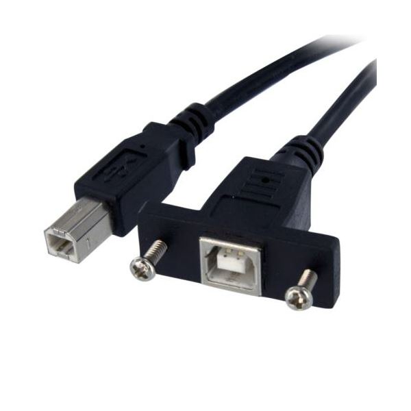 （まとめ） StarTech.com USB2.0パネルマウント型ケーブル 90cm パネルマウント用USB Bポート（メス）-USBBポート（オス） ブラック USBPNLBFBM3 [x3セット]