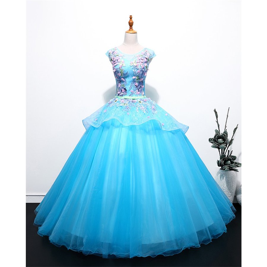 新品　ウェディングドレス カラードレス 演奏会用ロングドレス　大きいサイズ ピアノ 発表会 ブルー