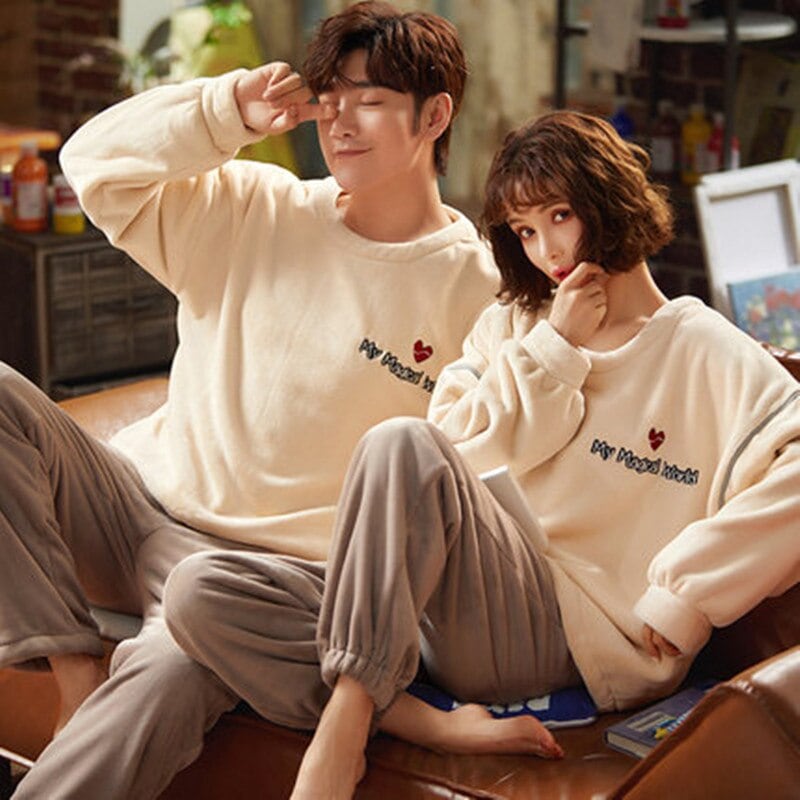 ペア パジャマ もこもこ 冬 カップル ペア ルームウェア 上下 セット ペア パジャマ もこもこ