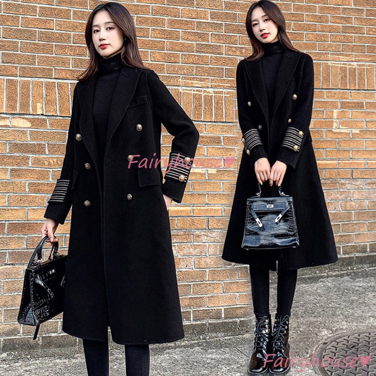 チェスターコート レディース 秋冬 40代 黒 チェスターコート ロング丈 ラシャコート ダッフルス