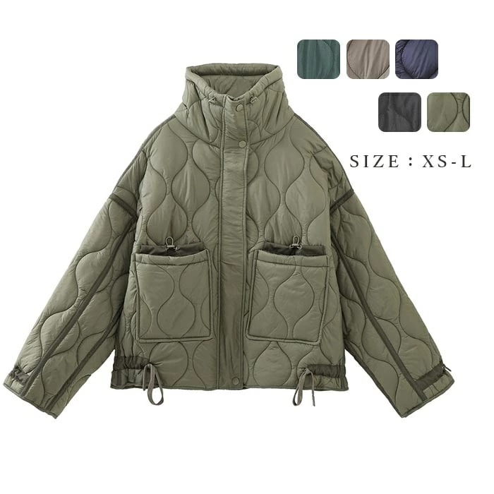 キルティングジャケット ハイネック キルティングコート レディース 中綿コート 中綿ジャケット タートルネック キルト コート 防寒ジャケット アウター 秋冬 中綿入り ショート丈 キルティング キル