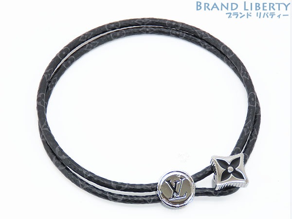 ほぼ新品ルイヴィトンモノグラムエクリプスブレスレットキャッチイット腕輪グリブラックM8111E