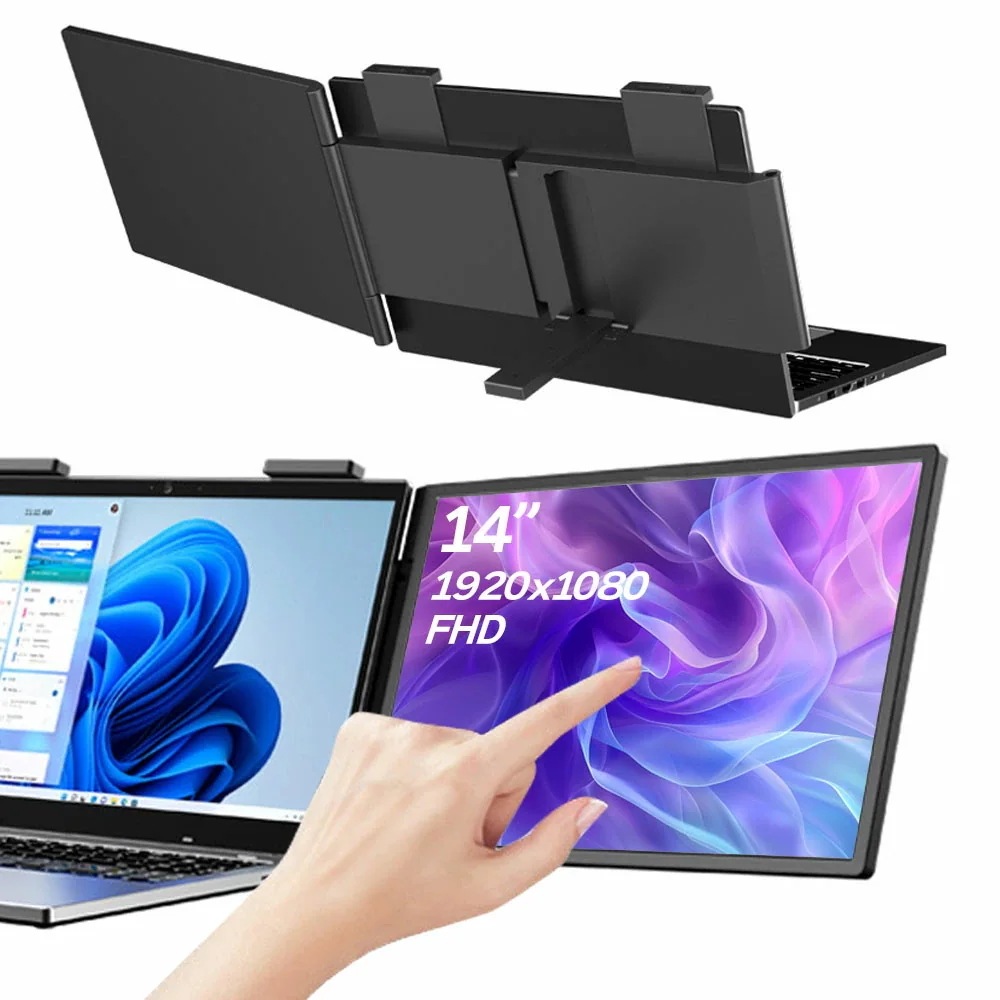 【3日出荷】超人気 大特価 14インチ タッチパネル対応 ノートPC装着型 モバイルモニター タッチスクリーン モバイルディスプレイ パソコンモニター デュアルモニター USB給電 USB-C min