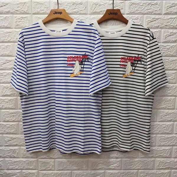 （共用）サーフィンベア ストライプ ラウンド半袖Tシャツ JP2TSU112_BP