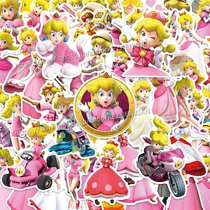 ピーチ姫スッテカー 50枚セット ステッカー シール マリオグッズ ピーチ姫 防水 プレゼント