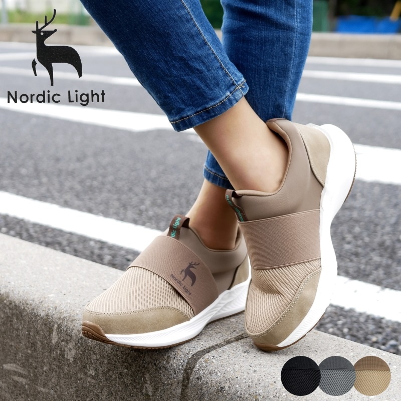 Nordic Light スニーカー ミドルカット スリッポン フラット 軽量 3e 防滑