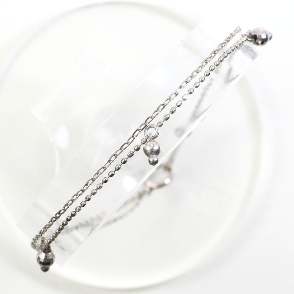 PT850 プラチナ K18WG ブレスレット 総重量約1.8g 約18.5cm ジュエリー 中古