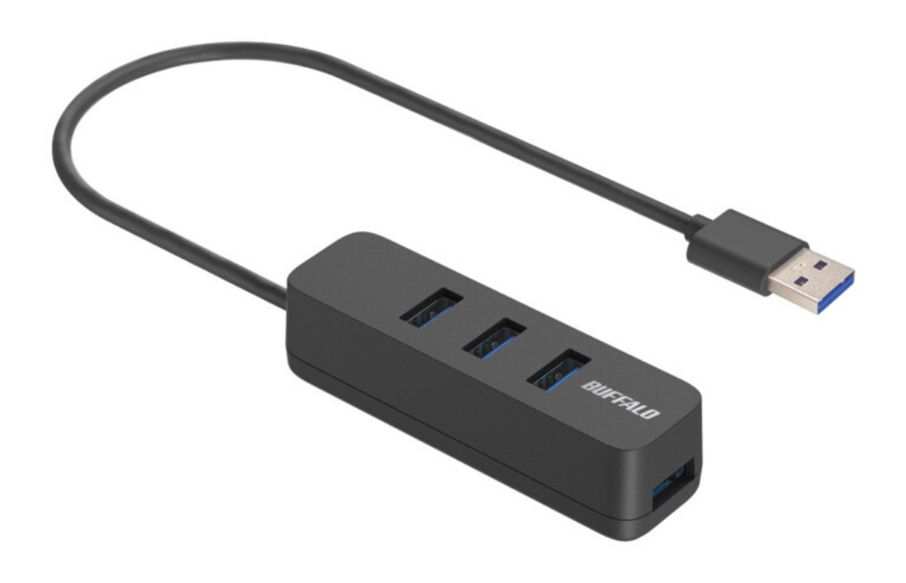 バッファロー [BSH4U320U3BK] USB-A 3.2Gen1バスパワー上挿しハブ 磁石付 ブラック