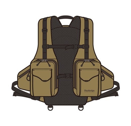 パズデザイン フィッシングベスト アクティブパックベスト カーキ F