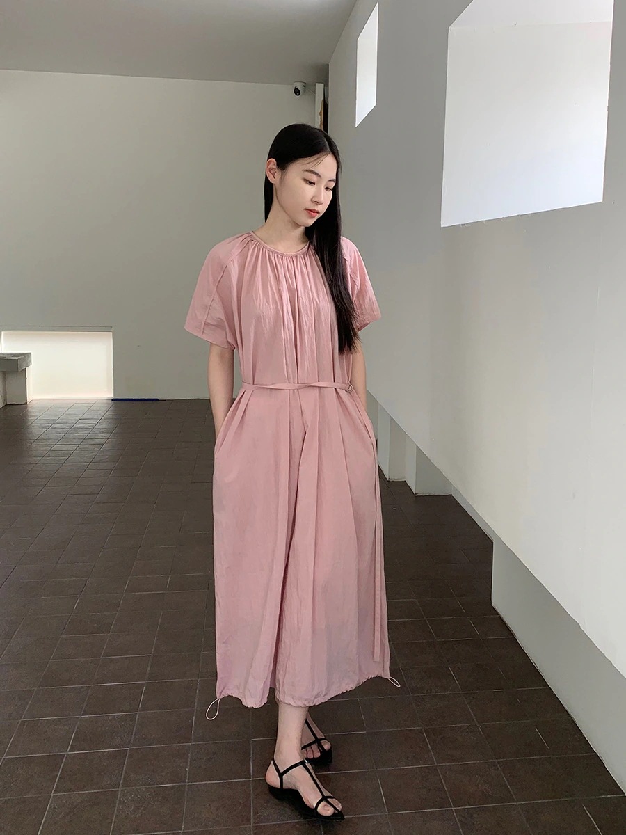 タイウエストワンピース 2024 夏 新作 韓国 ゆったり ハイウエスト a ワード ロングスカート 6,599円