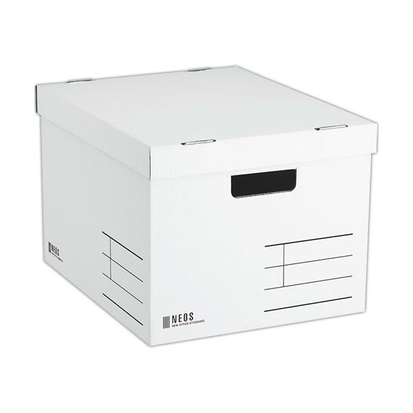 （まとめ） コクヨ 収納ボックス（NEOS）Lサイズ フタ付き ホワイト A4-NELB-W 1個 (×5セット)