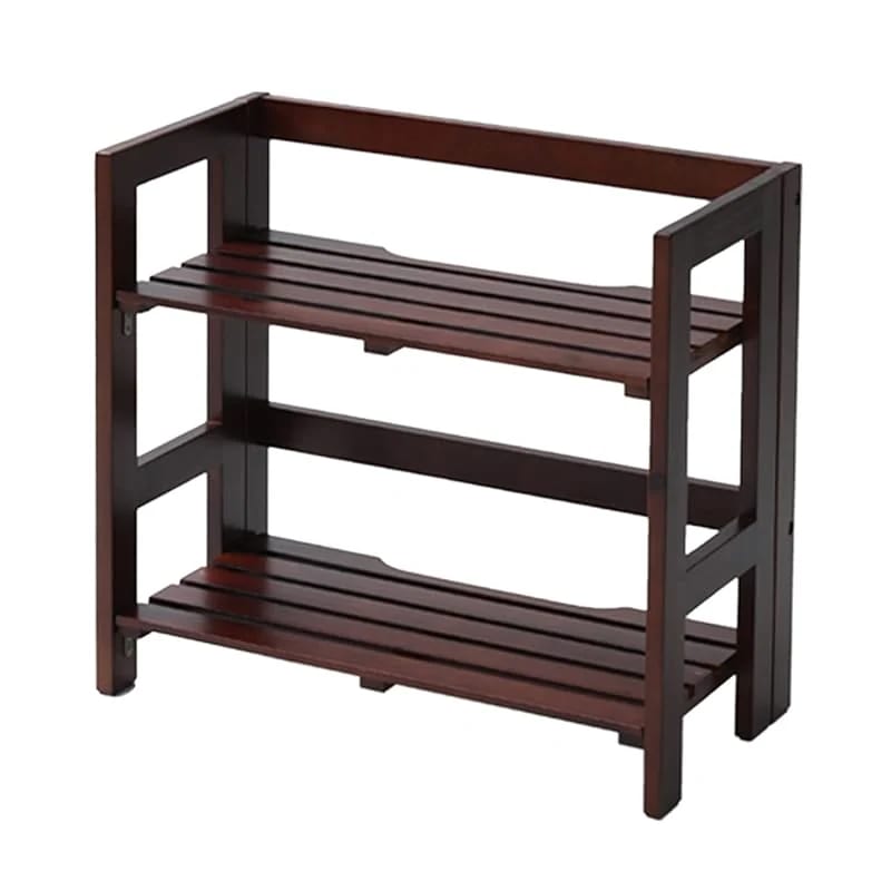 【即納】山善(YAMAZEN) 天然木 折りたたみラック 幅60 奥行30タイプ 2段 TNP-2(MBR ダークブラウン