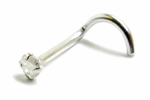 14金 ホワイトゴールド ダイヤモンド 鼻ピアス 18G ダイヤ 品質 クラリティ PK2 2.5mm 18ゲージ 本物 メンズ レディース プレゼント ノーズスクリュー w14pk2-nsc-25