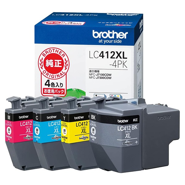 LC412XL-4PK [【ブラザー純正】インクカートリッジ 4色パック(大容量) 対応型番:MFC-J7300CDWMFC-J7100CDW他]
