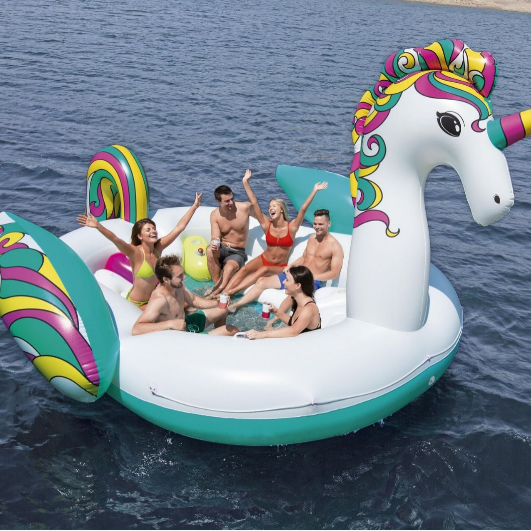 Bestway432228ユニコーンダフ島大手巨大ティアンマフローティングドレイン排水エアベッドウォーターエンターテイメントセンター