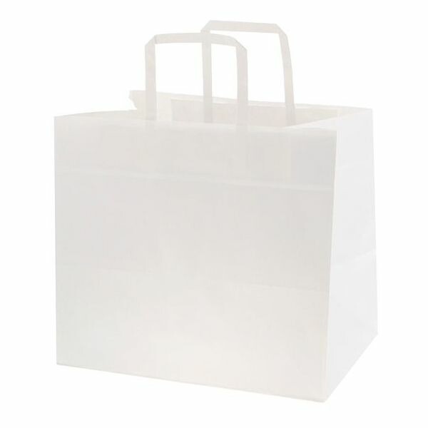 シモジマ SWAN 紙袋 Nフラットチャームバッグ 300-1（平手） 晒白無地 50枚 幅300xマチ220x高270mm 003277131
