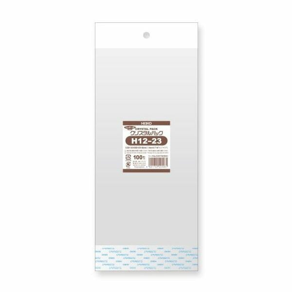 （まとめ買い）シモジマ HEIKO OPP袋 クリスタルパック H12-23 （ヘッダー付き） 100枚 幅120x高230+30+30mm 006792800 [x3セット]