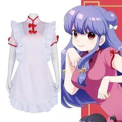 乱馬1 2 shampooサンファンcos服ピンクのチャイナドレスかわいいローリのメイド服コスプレ30%までに制限