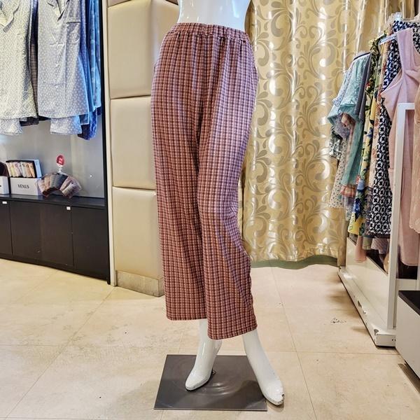 VEP3951W_ふかふかコートナギモチェック 女性ホームウェアパンツ