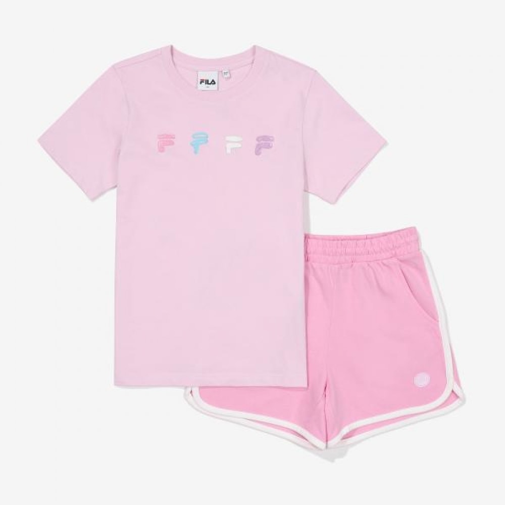 FILAキッズ ガールズスマイルグラフィック&ショートパンツセット（FK2FSF2201F_EPK）