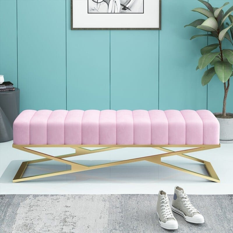 スツール 幅広 ラグジュアリー 60cm 80cm オーダーメイド可能 エレガント おしゃれ かわいい インテリア ソファスツール ベンチ ピンク