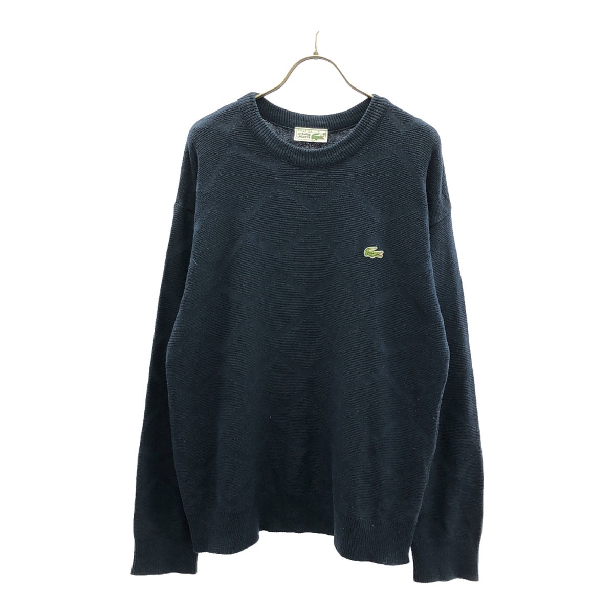 CHEMISE LACOSTE シュミーズラコステ 70s 80s フランス製 ヴィンテージ フレラコ ロゴワッペン 長袖 セーター 4 ネイビー ニット メンズ 古着