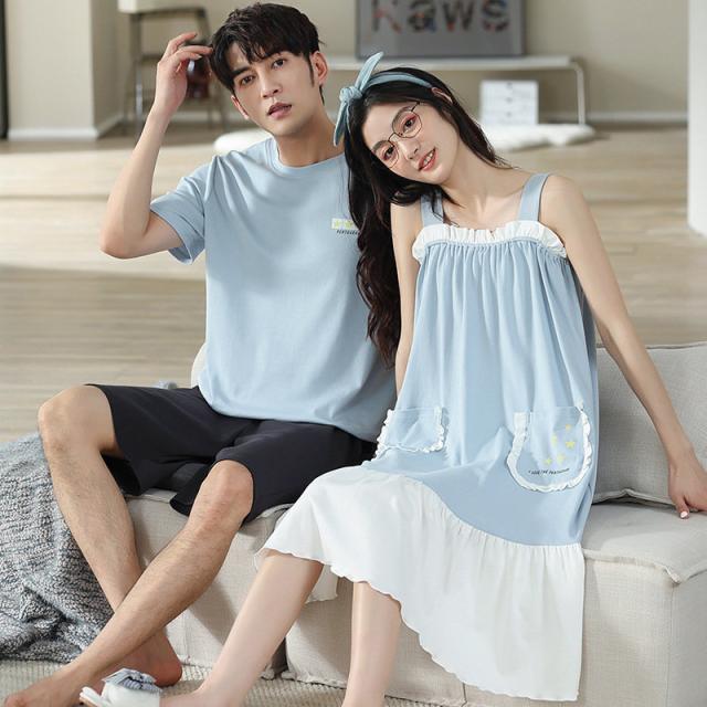 【ペア販売】 ペアルックパジャマ 半袖　部屋着 セットアップ ルームウェア ナイトウェア ペアルック カップル　パジャマワンピース　快適　寝巻き　リラックスウェア　 可愛い レデイース メンズ　男女 4,489円