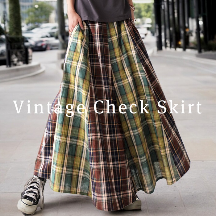 チェック柄切り替えスカート スカート レディース ・(500)メール便可