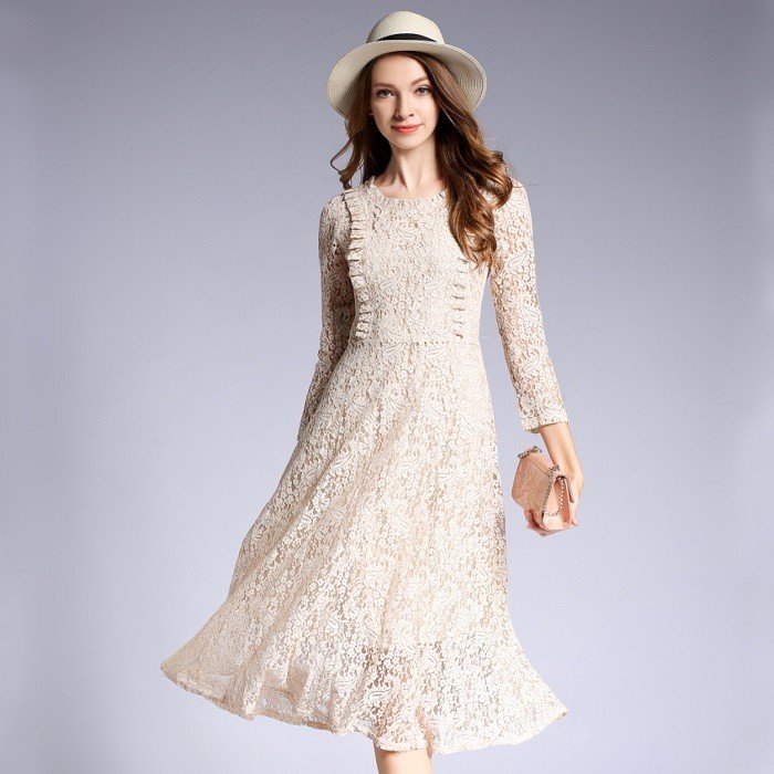 総レースフリルドレスワンピース 花柄総レースドレスワンピース 大きいサイズ