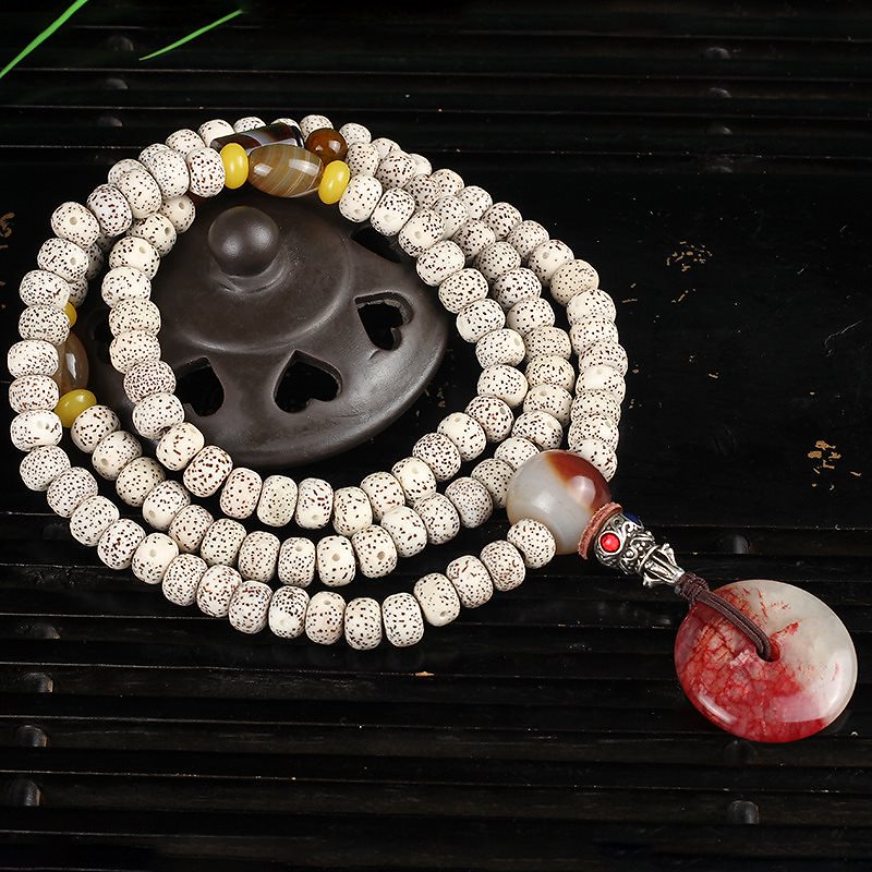 星月菩提樹数珠念珠 仏教ブレスレット108珠ブレスチベットネックレスブレスレット浄化開光ネパール開運魔除けお守り幸運バンドメイド