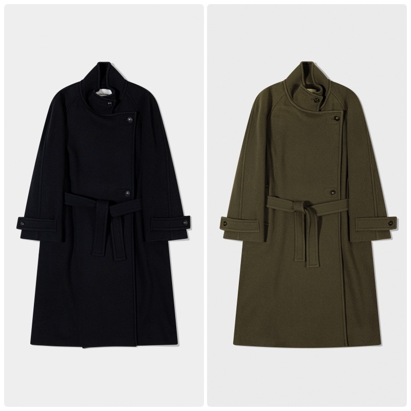 【LOW CLASSIC】 25FW SOFT WOOL TWILL WRAP COAT : 2COLORS