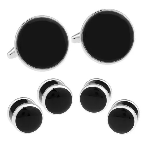 カフスボタン スタッドボタン セット シルバー ブラック クラシック カフス スタッズセット