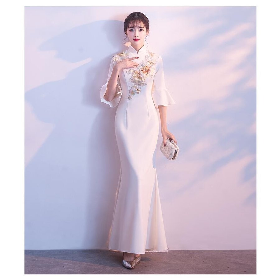 立ち襟 ウエディングドレス マーメイドドレス 結婚式 披露宴 二次会 謝恩会 演奏会 発表会 お食事