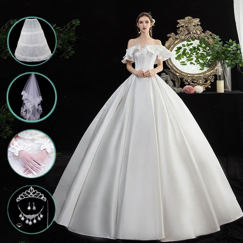 花嫁 ウェディングドレス 白ドレス プリンセスドレス ウエディングドレス 花嫁の結婚式 結婚式 8点セット二次会 ドレス 9,783円