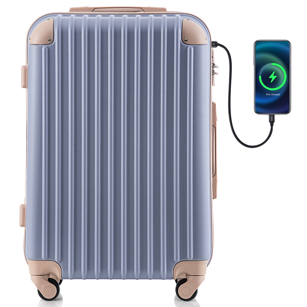 【当日出荷/456】スーツケース Lサイズ USB充電ポート付きカップホルダー付きキャリーバッグ キャリーケース 7日-14日 大型 TSAロック