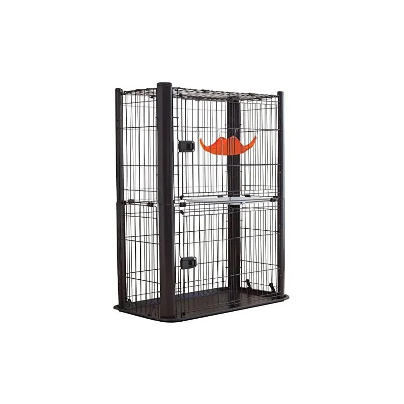 【即納】アイリスオーヤマ スリムケージ 2段 ブラウン 猫用 高さ115幅91奥行50cm