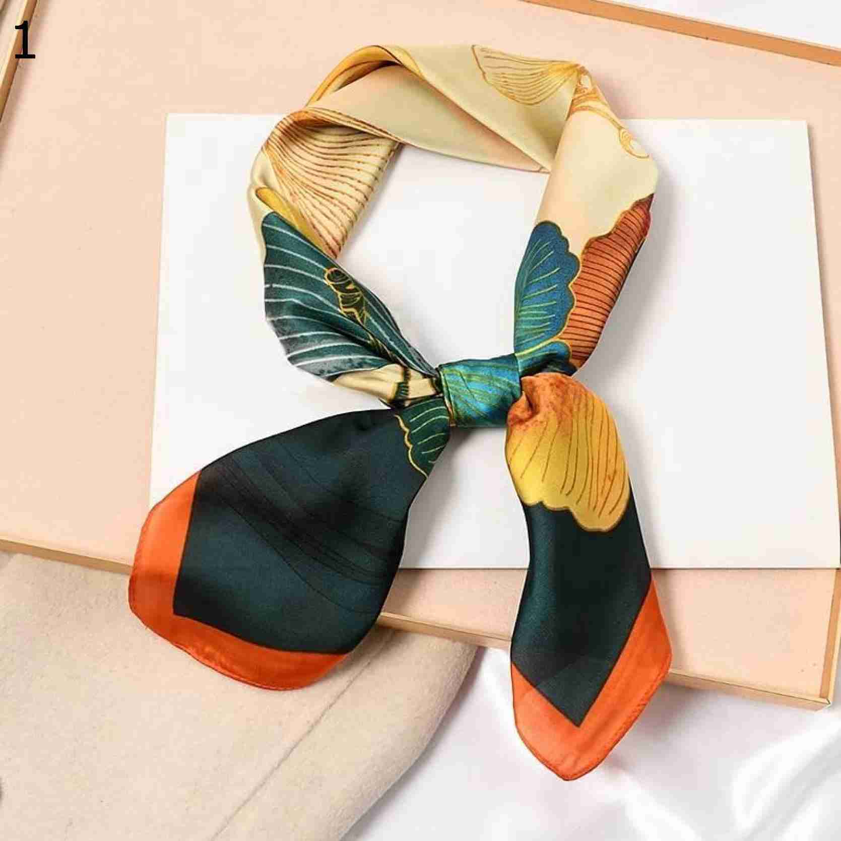 【20%OFFクーポン～】抽象花スクエアスカーフ70×70cm女性ヘアバンドリストヘッドカチ女性サテンショールラップヒジャーブ スカーフ (Color : C Size : 70x70cm)