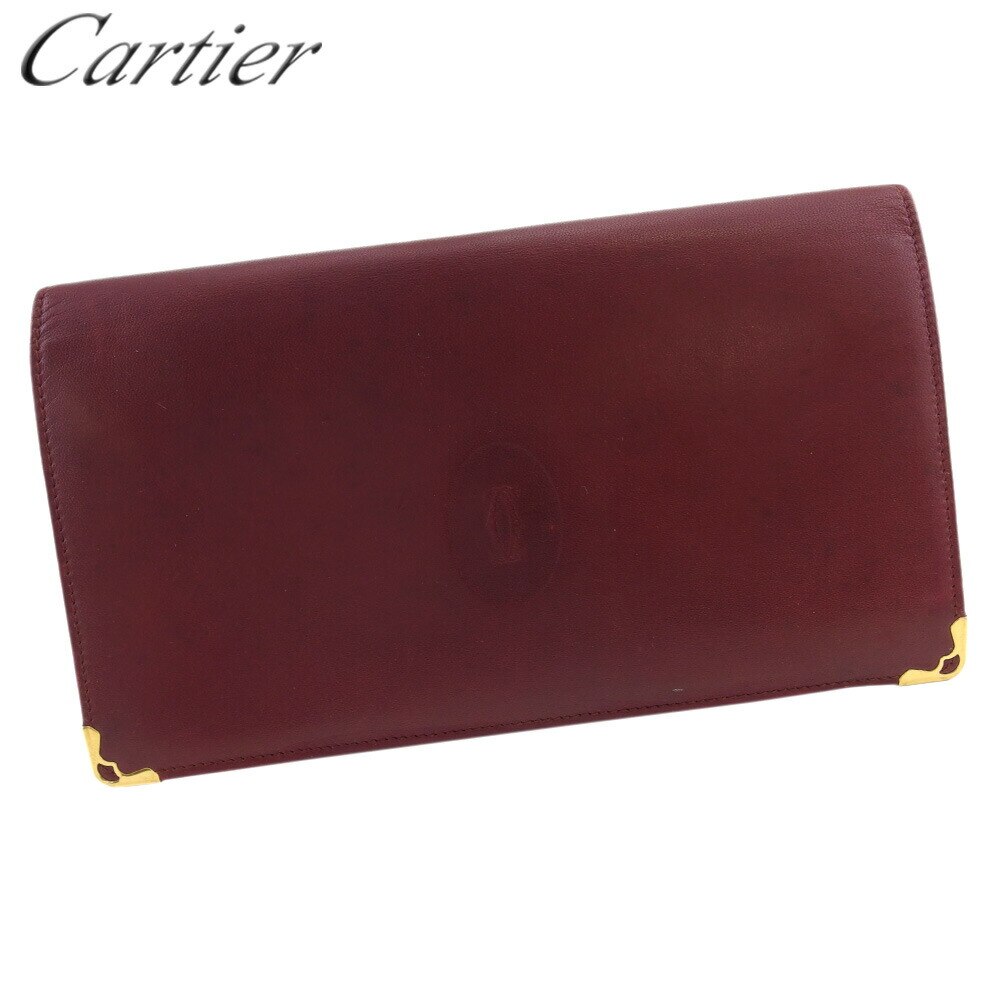 長財布 がま口 ファスナー付き 財布 マストライン レディース メンズ ボルドー ゴールド 中古