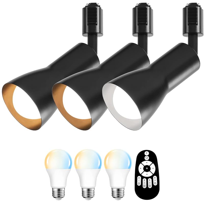 【国内即発】ANWIO ダクトレール用 スポットライト 3個セット E26口金 900LM 消費電力8.3W（60W形相当） LED電球付き リモコン付き 調光 調色 レールライト ダクトレール照明