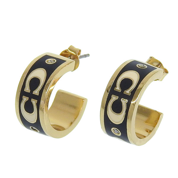 コーチ アクセサリー レディース シグネチャー エナメル ハギー ピアス アウトレット ゴールド×ブラック CI903GDBK COACH