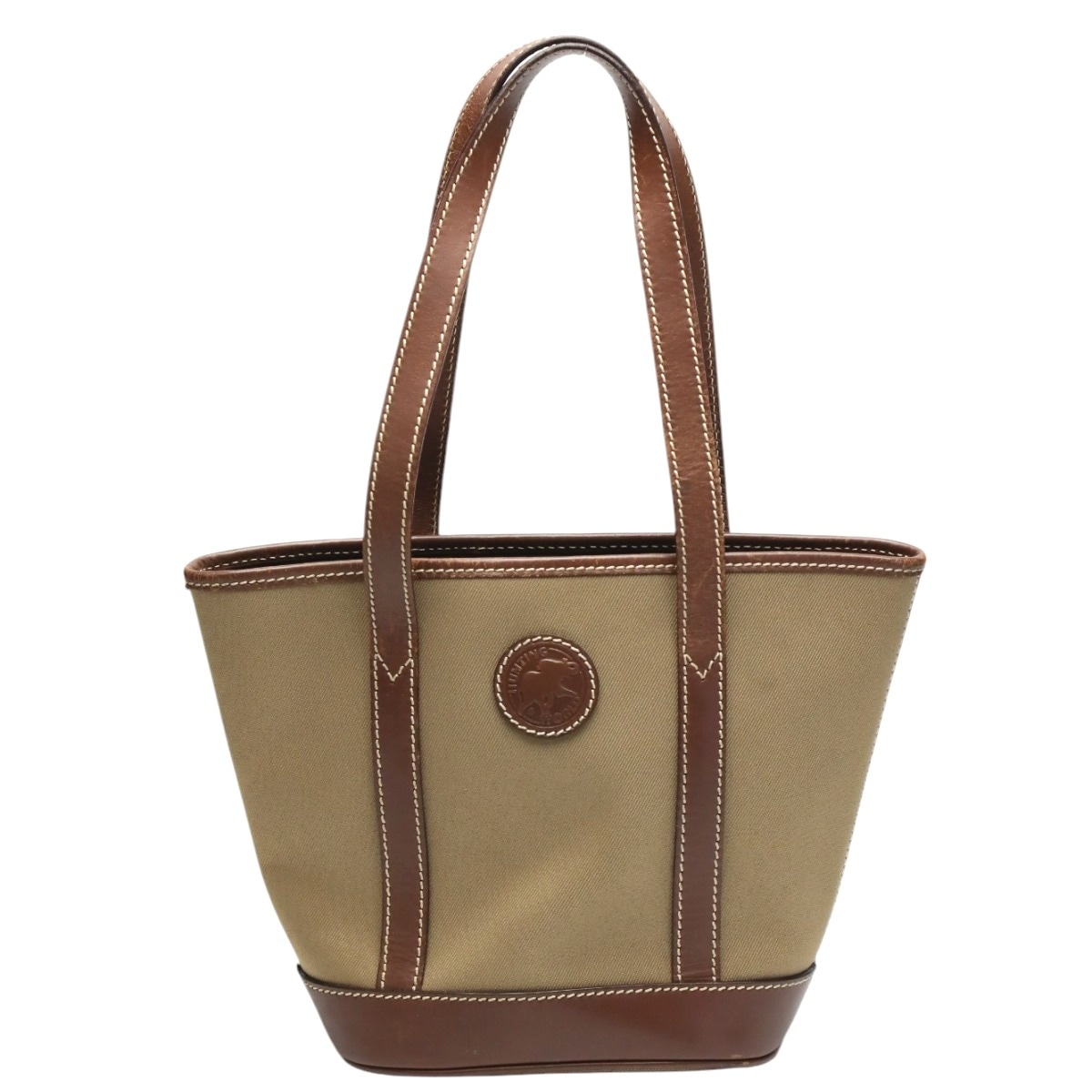 4620969 ミニトート 巾着開閉式 トートバッグ カーキ×ブラウン