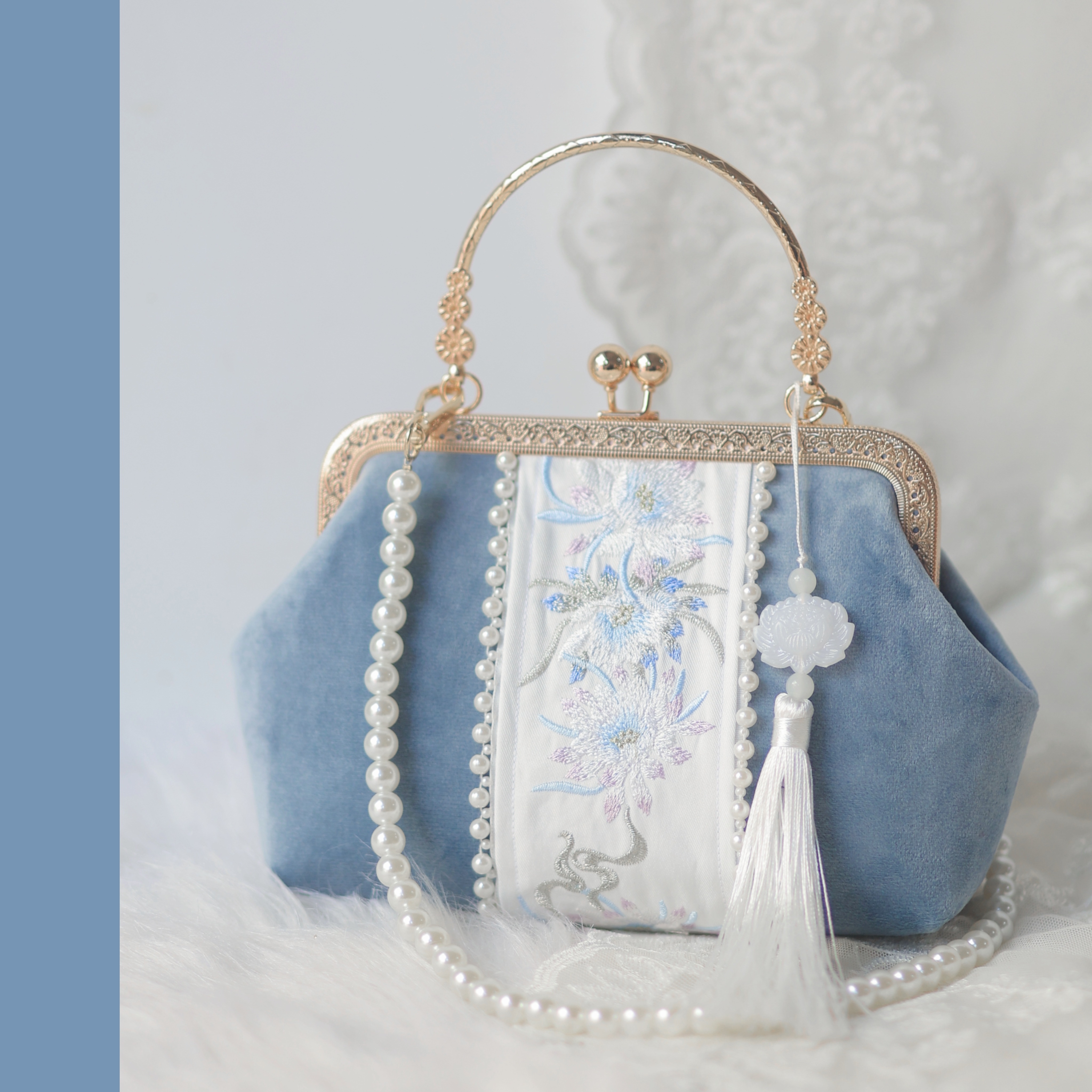 「儚い夢」古代風漢服バッグ刺繍レトロチャイナ女性用バッグメッセンジャーバッグ口金バッグ 母の日 母の日-0008609
