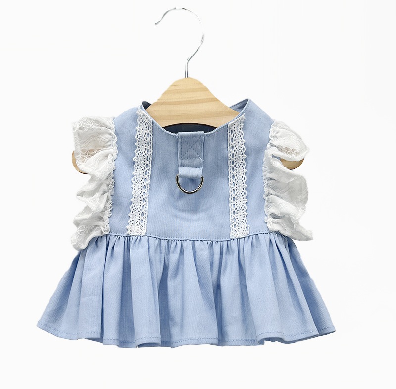 犬/猫 ハンドメイド 少女感性 アリス風 フラッフィースカイ フリル ハーネス