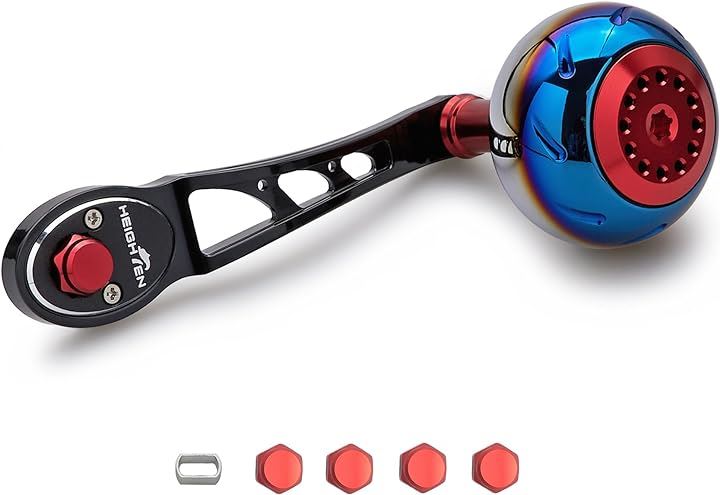 80/90mm リール ハンドル 45mm ハンドルノブ シマノ SHIMANO ダイワ DAIWA アブ Abu ベイトリール 通用 Aurora Ach 796( ブラック&レッド)