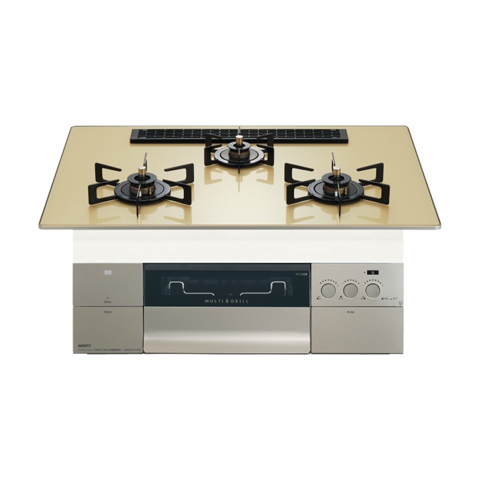 都市ガス用 75cm天板ビルトインコンロ PROGRE S・FLAT シャンパンゴールド N3S25PWASFSTEC-13A