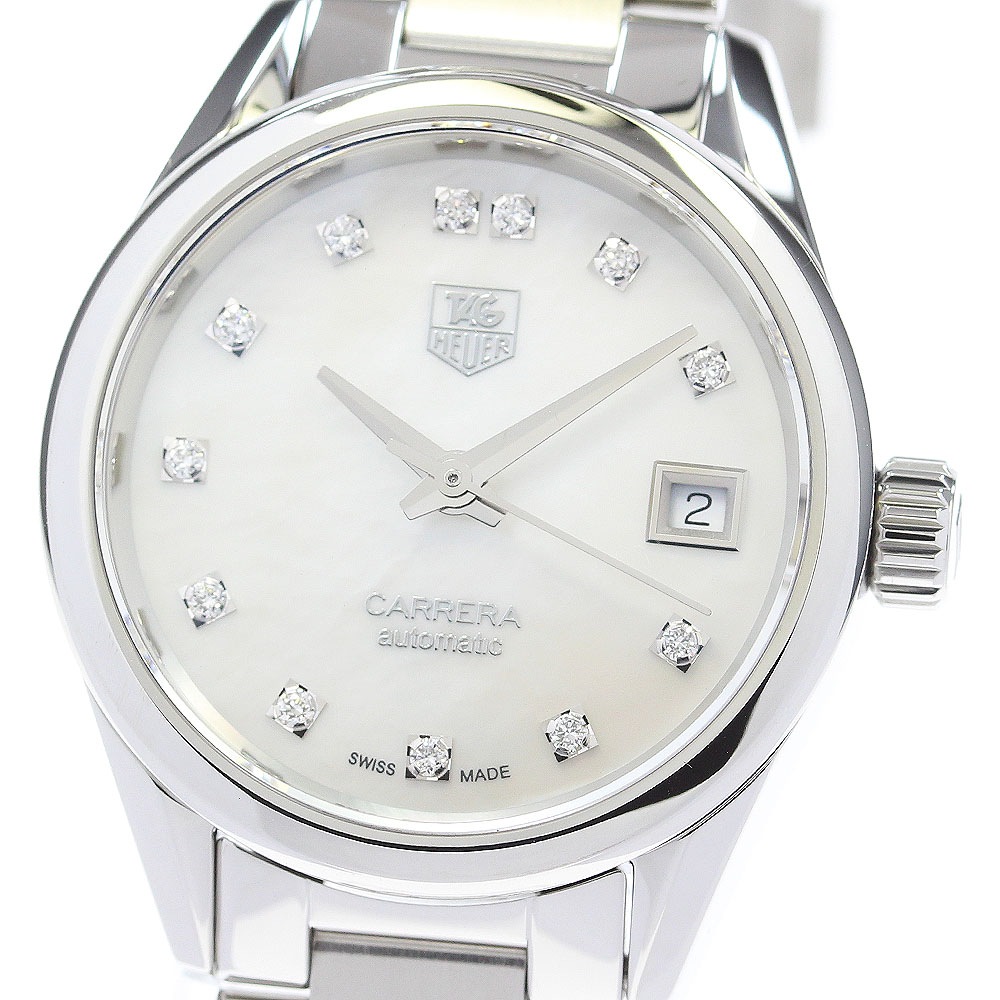 タグホイヤー TAG HEUER WAR2414-2 カレラ キャリバー9 12Pダイヤ 自動巻き レディース 美品 保証書付き_860490【中古】