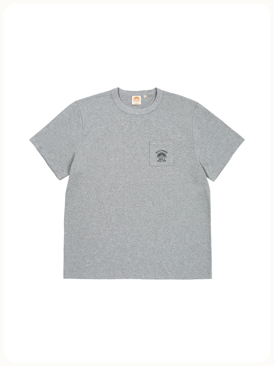 HELLO SUNRISE Mini Pocket Tee Heather Gray