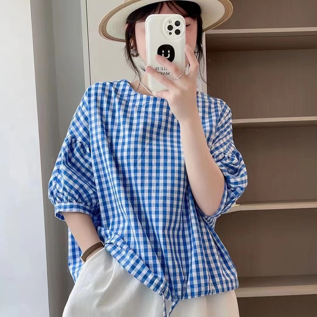 トップス シャツ ブラウス 5分袖 ボリューム袖 ラウンドネック プルオーバー ミディアム丈 かわいい 大人可愛い きれいめ シンプル 上品 おしゃれ かっこいい カジュアル こなれ感 個性的 主役級