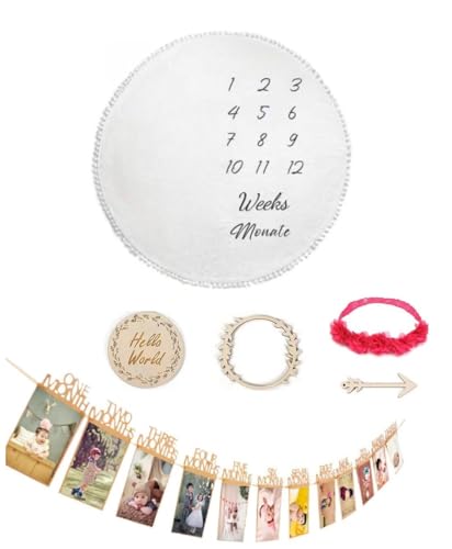 月齢フォト ブランケット お昼寝 マット ベビー 赤ちゃん 写真 撮影 記念写真 成長記録 お誕生日 フォトガーランド メモリアルグッズ QB-127 (ラウンド)