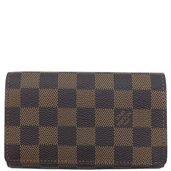 ルイヴィトン LOUIS VUITTON 二つ折り財布 ポルト モネ ビエ トレゾール ダミエキャンバス ダミエエベヌ ゴールド金具 茶 L字ファスナー N61730 CA0065 【箱】【中古】